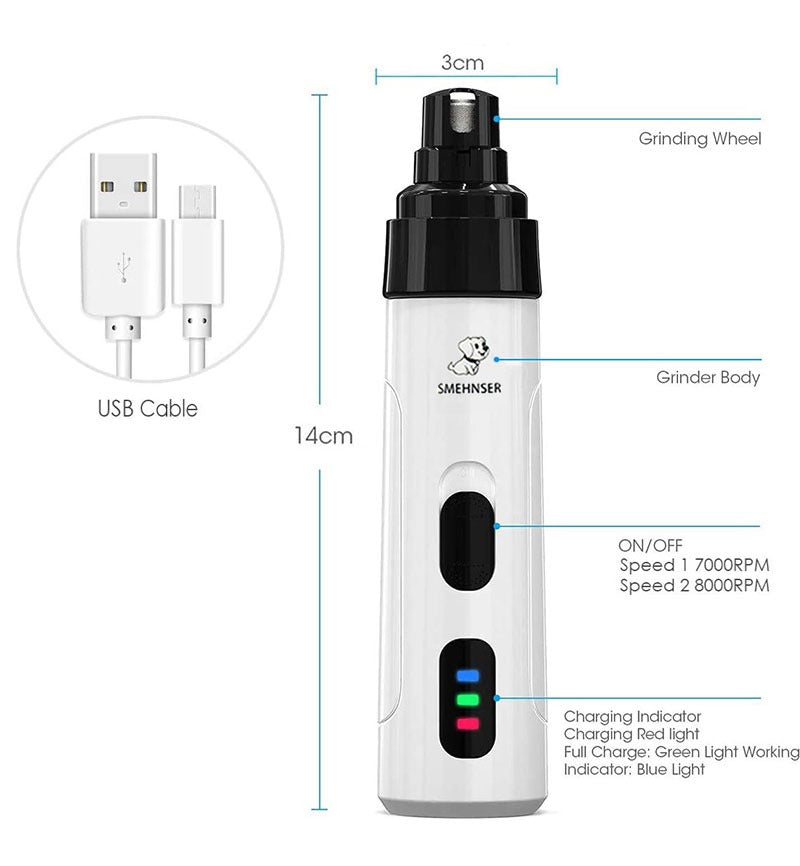 Painless USB Charging Dog Nail Grinder