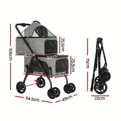 Foldable 2 Tier Pet Stroller