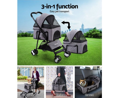 3 in 1 Pet Stroller Dog Carrier Foldable Pram